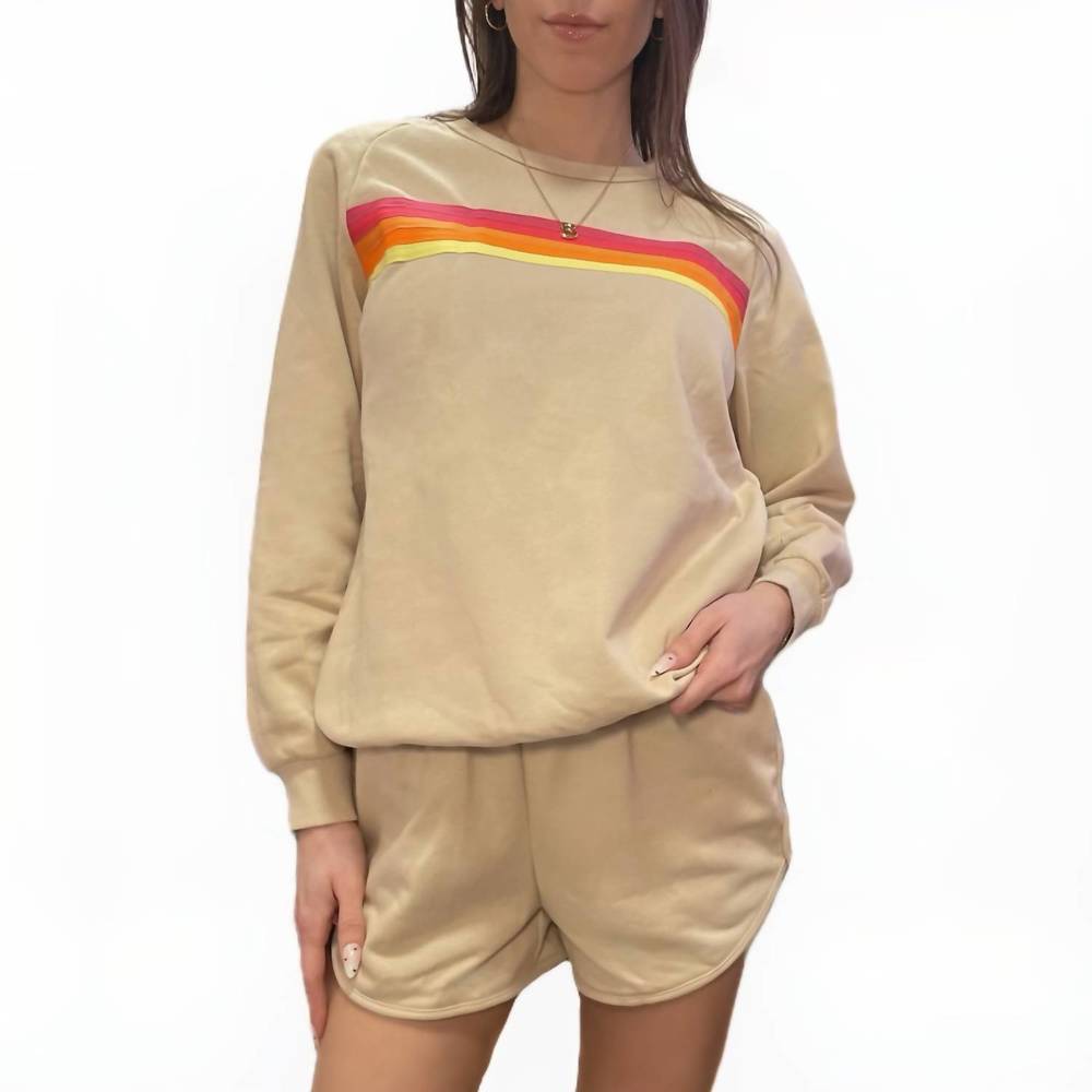 NEW LITTLE DAISY CLOSET color contrast top and short set in apricot